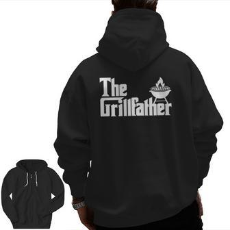 Mens The Grillfather Grilling Grill Father Dad Grandpa Bbq Zip Up Hoodie Back Print | Mazezy
