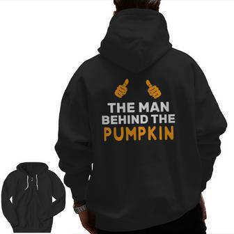 Mens Halloween Pregnancy For Men Pumpkin Dad Costume Zip Up Hoodie Back Print | Mazezy