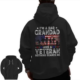 Mens I'm A Dad Grandad And A Veteran For Dad Father's Day Zip Up Hoodie Back Print | Mazezy