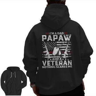 Mens I'm A Dad Papaw Veteran Father's Day Zip Up Hoodie Back Print | Mazezy