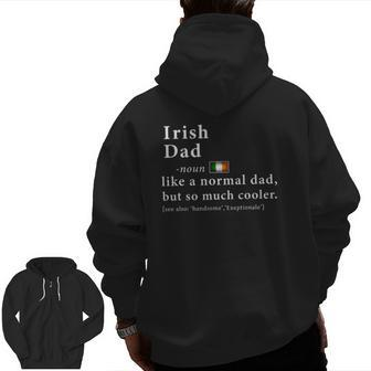 Mens Irish Dad Definition Father's Day Flag Zip Up Hoodie Back Print | Mazezy AU