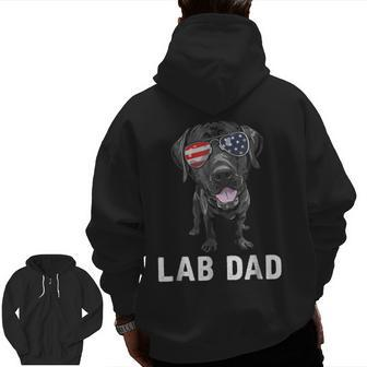 Mens Lab Dad Shirt Father's Day 4Th Of July American Zip Up Hoodie Back Print | Mazezy