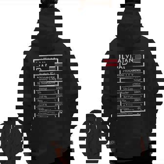 Mens Latvian Dad Nutrition Facts National Pride For Dad Zip Up Hoodie Back Print | Mazezy