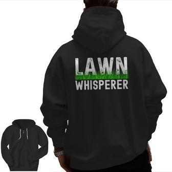 Mens Lawn Whisperer Retro Lawn Mowing Landscaping Grass Mower Dad Zip Up Hoodie Back Print | Mazezy