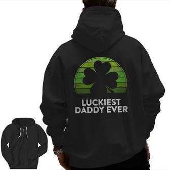 Mens Luckiest Daddy Ever Shamrock Sunset St Patrick's Day Dad Zip Up Hoodie Back Print | Mazezy