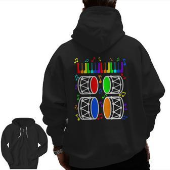 Mens Musical Massage Play Piano Drums On Daddys Back Dad Zip Up Hoodie Back Print | Mazezy DE