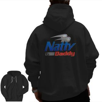 Mens Natty Daddy Dad Bod Light Humor Beer Lover Father's Day Zip Up Hoodie Back Print | Mazezy