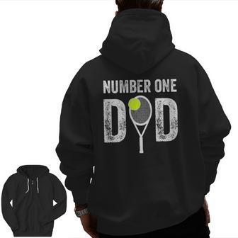 Mens Number One Daddy From Son Daughter 1 Tennis Dad Zip Up Hoodie Back Print | Mazezy