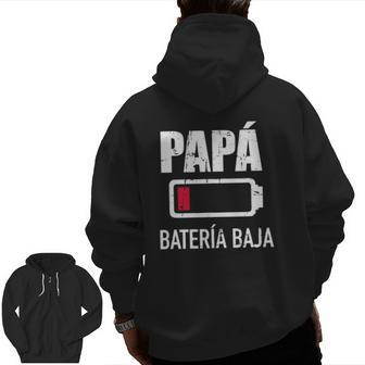 Mens Papá Batería Baja Para Día Del Padre Zip Up Hoodie Back Print | Mazezy