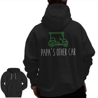 Men's Papa Grandpa Dad Golfing Fathers Day Golf Cart For Men Zip Up Hoodie Back Print | Mazezy