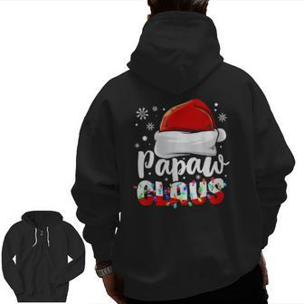 Mens Papaw Claus Beard Santa Hat Pajama Costume For Papa Dad Zip Up Hoodie Back Print | Mazezy