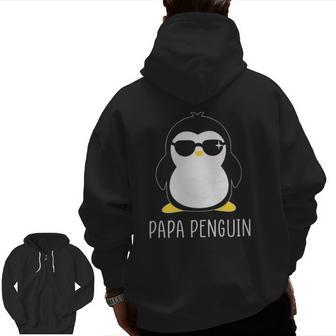 Mens Penguin Papa Father's & Cute Dad Zip Up Hoodie Back Print | Mazezy