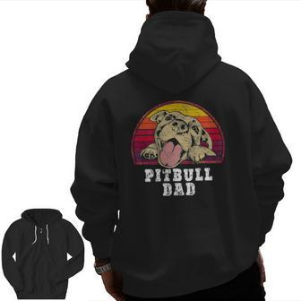 Mens Pitbull Dad Smiling Pitbull Father Zip Up Hoodie Back Print | Mazezy