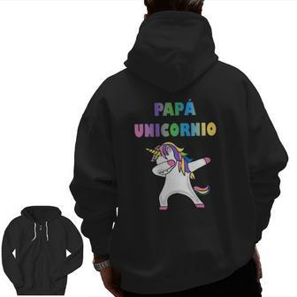 Mens Playeras De Unicornio Para Familia Papa Unicornio Zip Up Hoodie Back Print | Mazezy