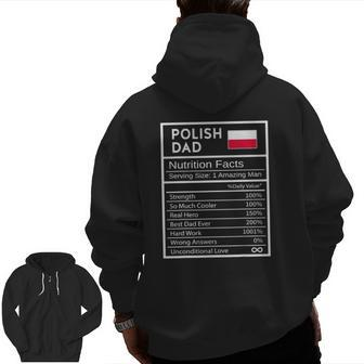 Mens Polish Dad Nutrition Facts National Pride For Dad Zip Up Hoodie Back Print | Mazezy
