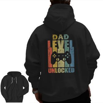 Mens Pregnancy Announcement Dad Level Unlocked Soon To Be Father Zip Up Hoodie Back Print | Mazezy UK