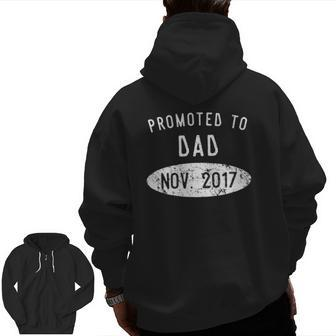 Mens Promoted To Dad November 2021 Cute Pregnancy Announcement Zip Up Hoodie Back Print | Mazezy