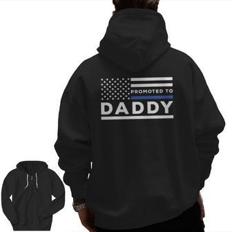 Mens Promoted To Daddy Police Officer Future Father Dad Zip Up Hoodie Back Print | Mazezy
