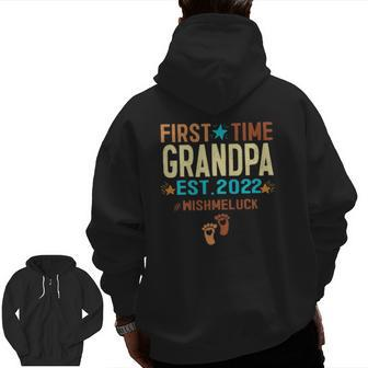 Mens Promoted To Grandpa 2022 First Time Grandpa Est 2022 Ver2 Zip Up Hoodie Back Print | Mazezy
