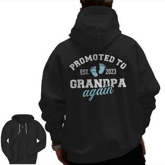 Mens Promoted To Grandpa 2023 Again Zip Up Hoodie Back Print | Mazezy