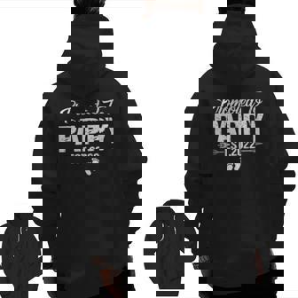 Mens Promoted To Pappy Est2022 Fathers Day First Pappy Grandpa Zip Up Hoodie Back Print | Mazezy