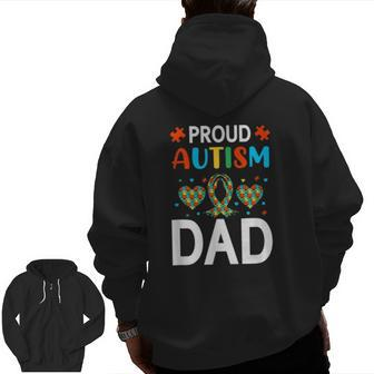 Mens Proud Autism Dad Autism Awareness Zip Up Hoodie Back Print | Mazezy