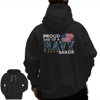 Mens Proud Dad Of A Navy Sailor Zip Up Hoodie Back Print | Mazezy