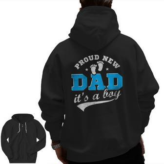 Mens Proud New Dad It's A Boy First Time Dad Blue Zip Up Hoodie Back Print | Mazezy