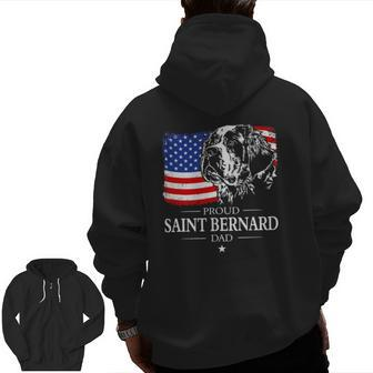 Mens Proud Saint Bernard Dad American Flag Patriotic Dog Zip Up Hoodie Back Print | Mazezy UK