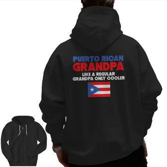 Mens Puerto Rican Grandpa Grandparent's Day Zip Up Hoodie Back Print | Mazezy