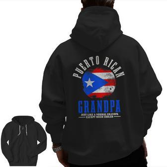 Mens Puerto Rican Grandpa Puerto Rico Flag Pride Zip Up Hoodie Back Print | Mazezy
