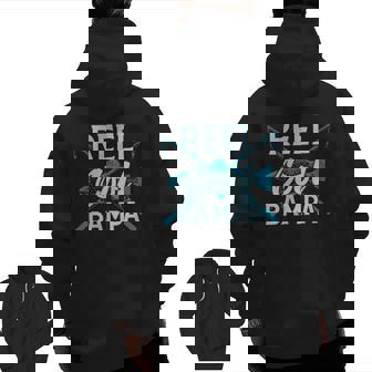 Mens Reel Cool Bampa Fishing Pole Daddy Grandpa Cool Zip Up Hoodie Back Print | Mazezy