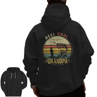 Mens Reel Cool Grandpa Valentine Fathers Day Zip Up Hoodie Back Print | Mazezy