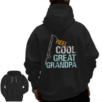 Mens Reel Cool Great Grandpa From Granddaughter Grandson Zip Up Hoodie Back Print | Mazezy