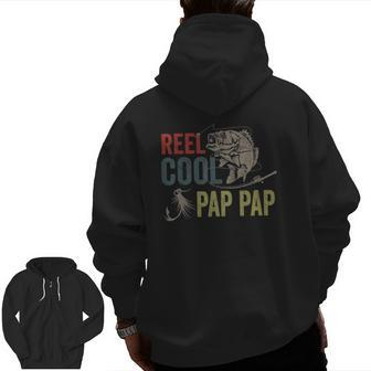 Mens Reel Cool Pap Pap Fishing Father's Day Zip Up Hoodie Back Print | Mazezy