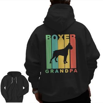 Mens Retro Style Boxer Grandpa Dog Grandparent Zip Up Hoodie Back Print | Mazezy