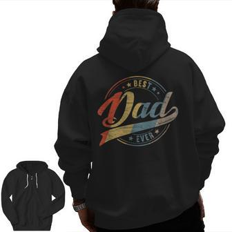 Mens Retro Vintage Best Dad Ever Father Daddy Father's Day Zip Up Hoodie Back Print | Mazezy