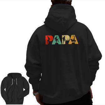 Mens Soccer Dad Retro Papa Soccer Father's Zip Up Hoodie Back Print | Mazezy