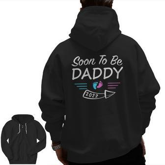 Mens Soon To Be Daddy Est 2022 Pregnancy Announcement Zip Up Hoodie Back Print | Mazezy