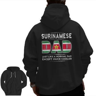 Mens Surinamese Dad Is Coolerpromoted To Daddy Zip Up Hoodie Back Print | Mazezy