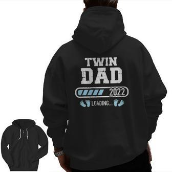 Mens Twin Dad 2022 Loading For Pregnancy Announcement Zip Up Hoodie Back Print | Mazezy