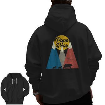 Mens Twin Dad Papa Bear Two Cubsfather's Day Zip Up Hoodie Back Print | Mazezy