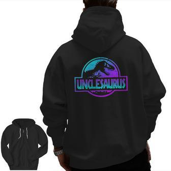 Mens Unclesaurus Dinosaurrex Father's Day For Dad Zip Up Hoodie Back Print | Mazezy