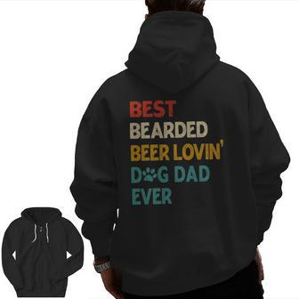 Mens Vintage Best Bearded Beer Lovin Dog Dad Zip Up Hoodie Back Print | Mazezy