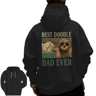 Mens Vintage Best Doodle Dad Ever Goldendoodle Dog Zip Up Hoodie Back Print | Mazezy