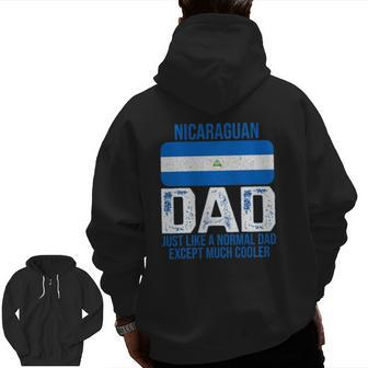 Mens Vintage Nicaraguan Dad Nicaragua Flag For Father's Day Zip Up Hoodie Back Print | Mazezy CA