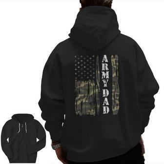 Mens Vintage Us Flag Army Dad Veteran Father Father's Day Zip Up Hoodie Back Print | Mazezy