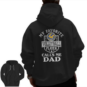 Mens Volleyball Dad For Volleyball Lovers Cool Graphic Zip Up Hoodie Back Print | Mazezy