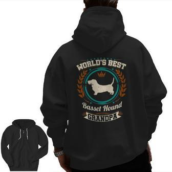 Mens World's Best Basset Hound Grandpa Granddog Zip Up Hoodie Back Print | Mazezy