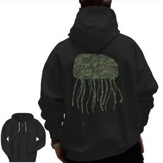 Military Jellyfish Camo Print Us Sea Jelly Veteran Men Zip Up Hoodie Back Print | Mazezy